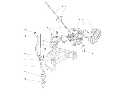 Complete carburator - Toevoeraansluiting